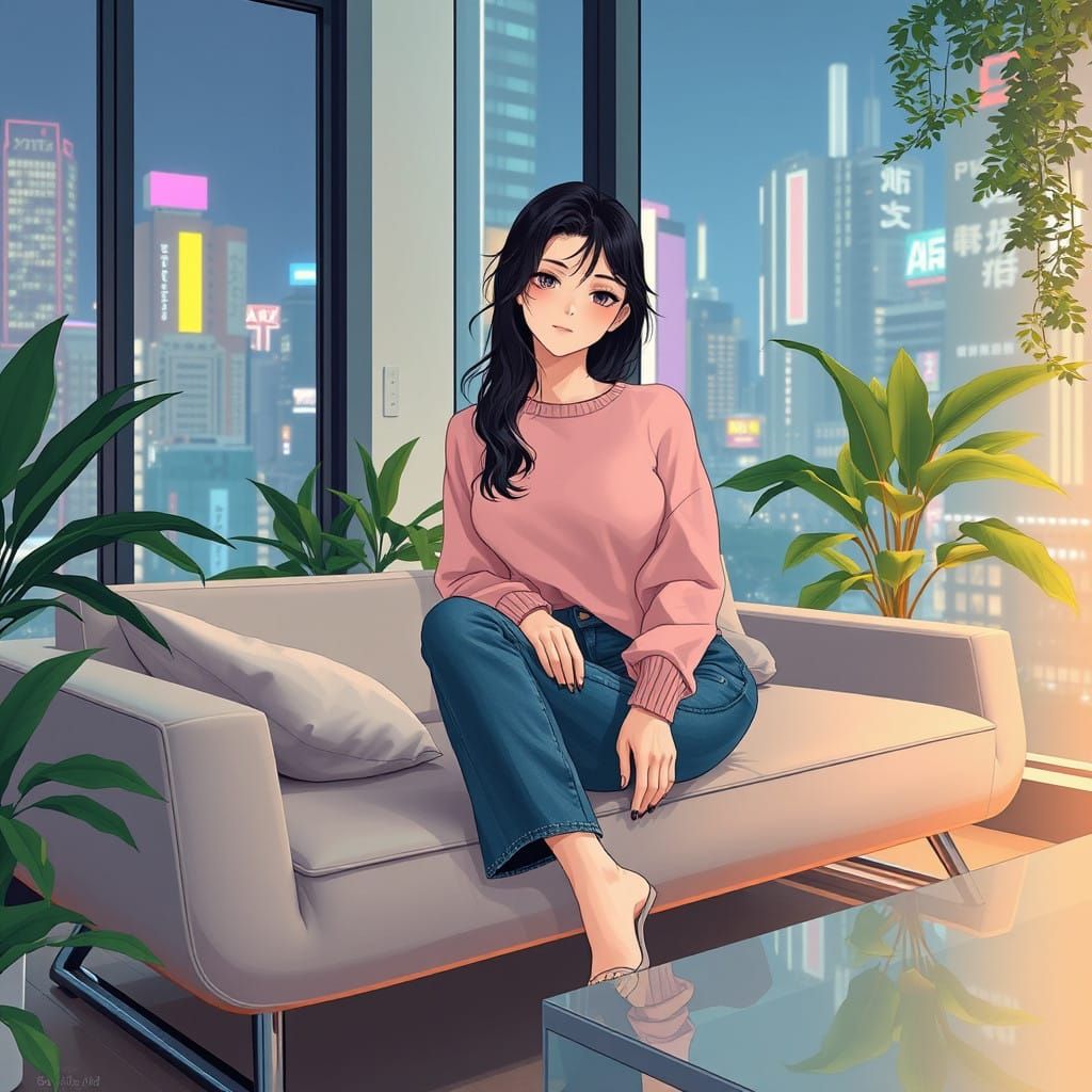Modern Tokyo Woman in Photorealistic Anime Style