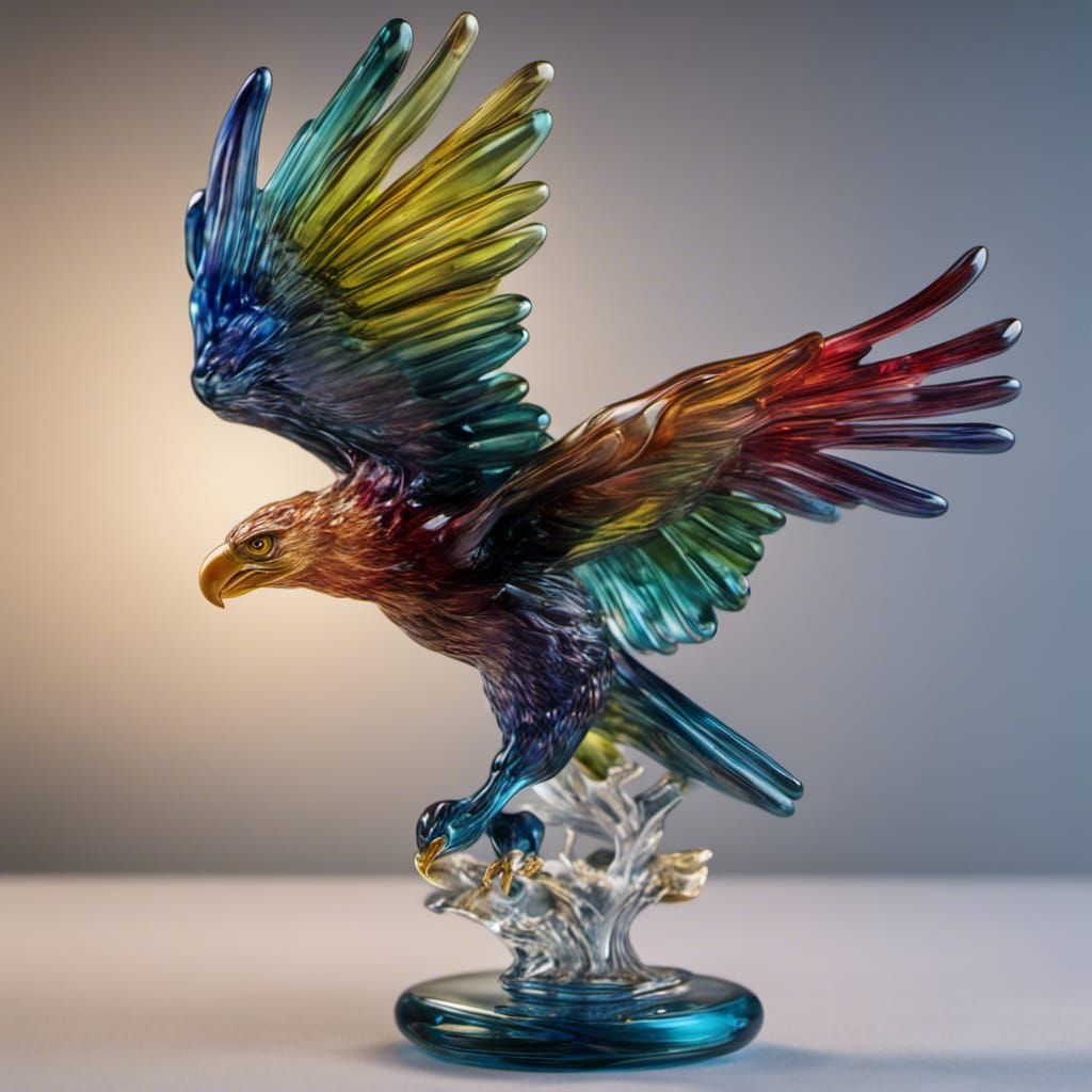 Glass Eagle Figurine on Glass Tree