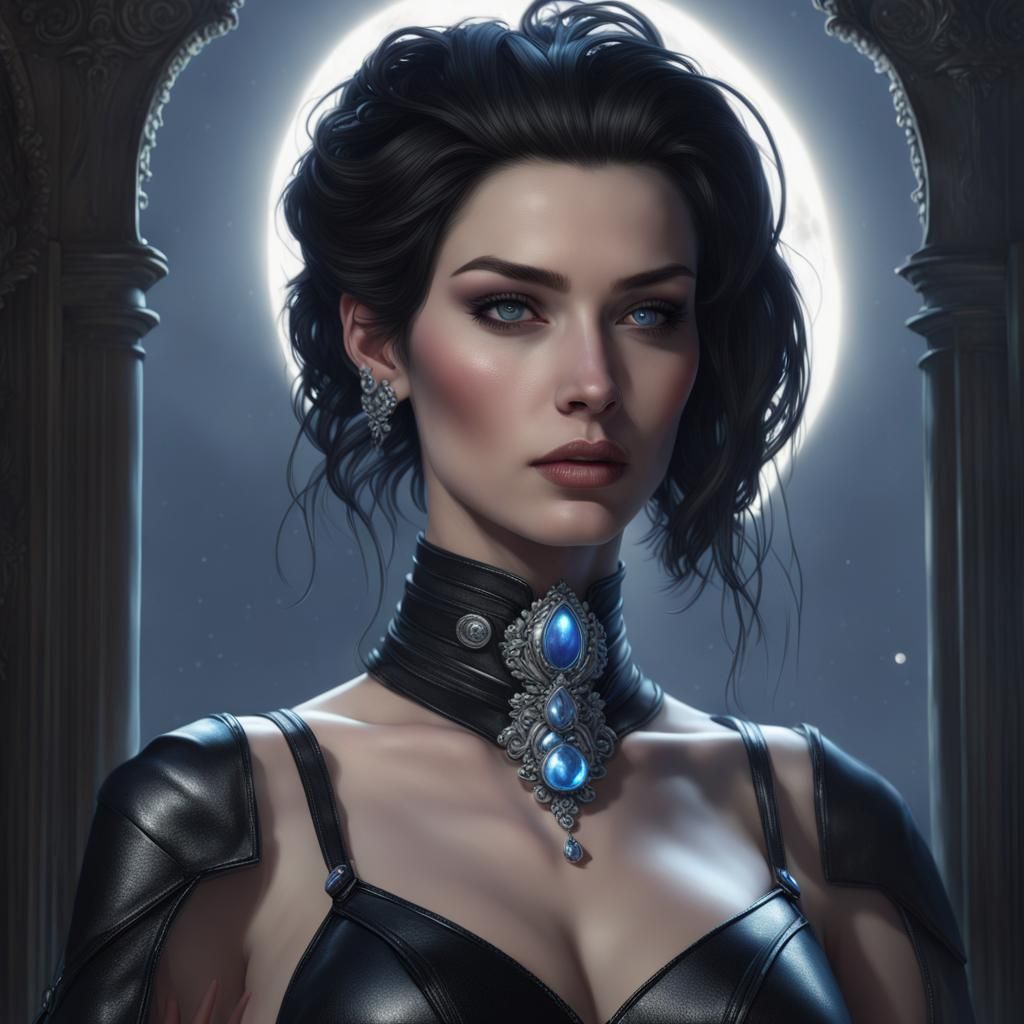 Gothic Woman in Victorian London Moonlight