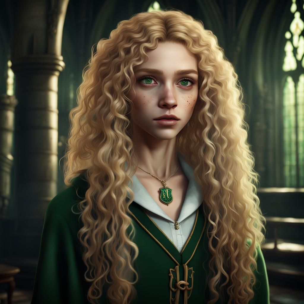 Blonde Slytherin Girl in Detailed Digital Art