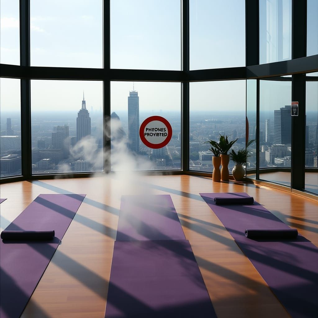 Modern Yoga Studio with City View