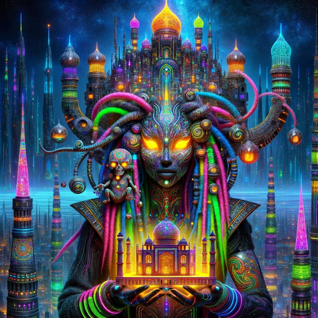 Cosmic Goddess of the Neon Metropolis