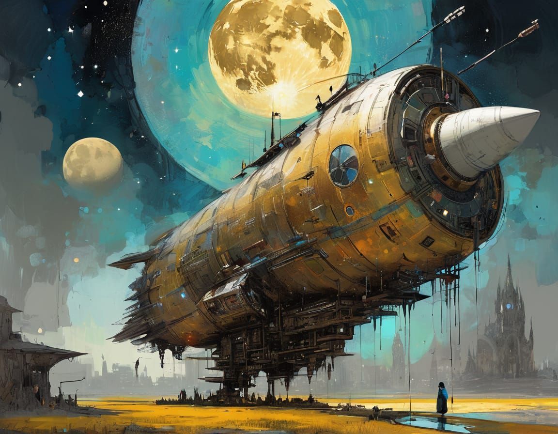 Futuristic Rocket Launch into Space Art