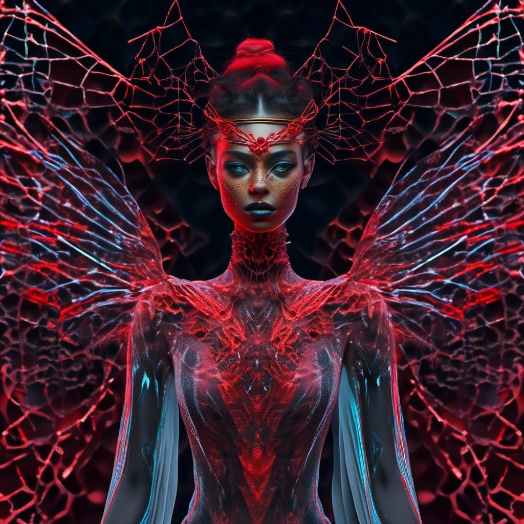 Holographic Crystal Fairy with Undead Aura in Surreal Art