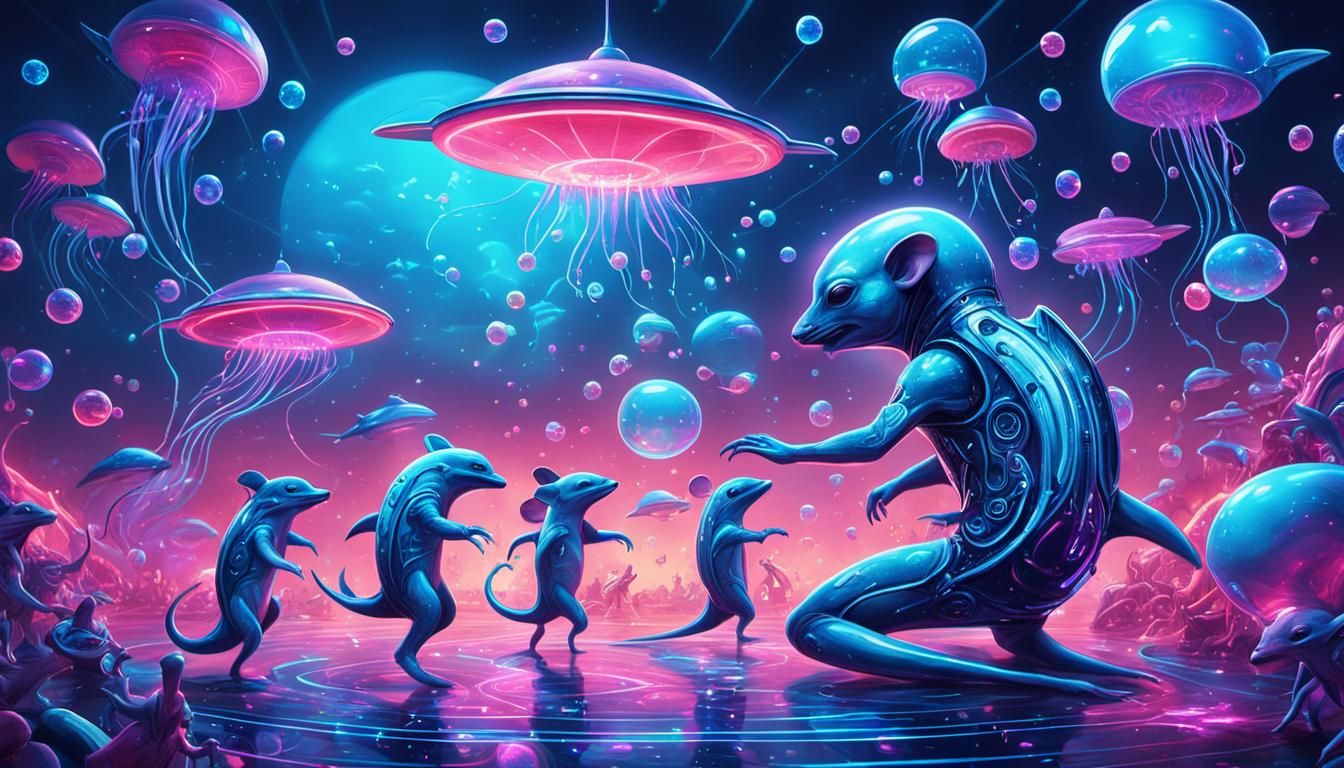 Alien Rave Party in a Cyberpunk Futuristic Atmosphere