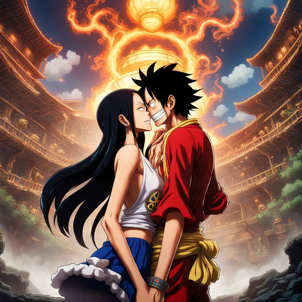 Boa Hancock and Luffy Kiss: Detailed Matte Painting