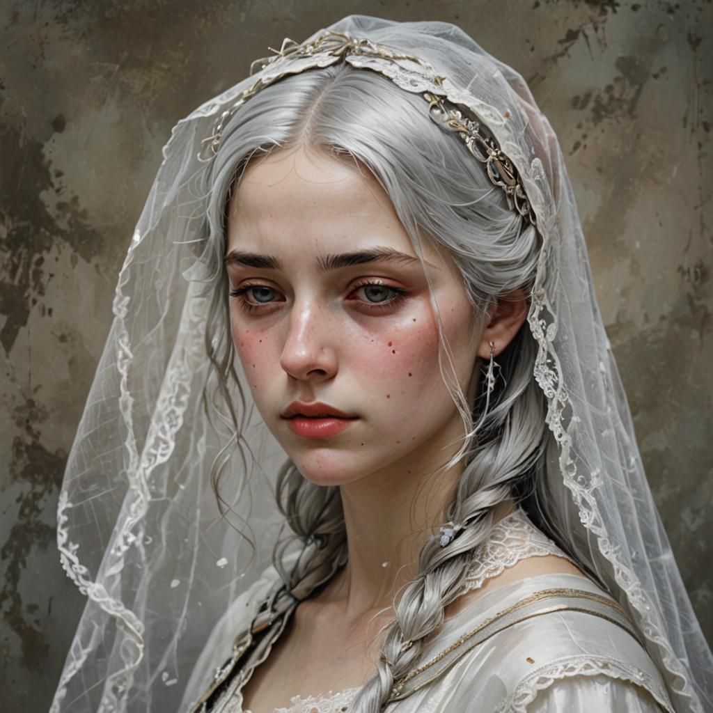 Silver-Haired Girl's Silent Tears