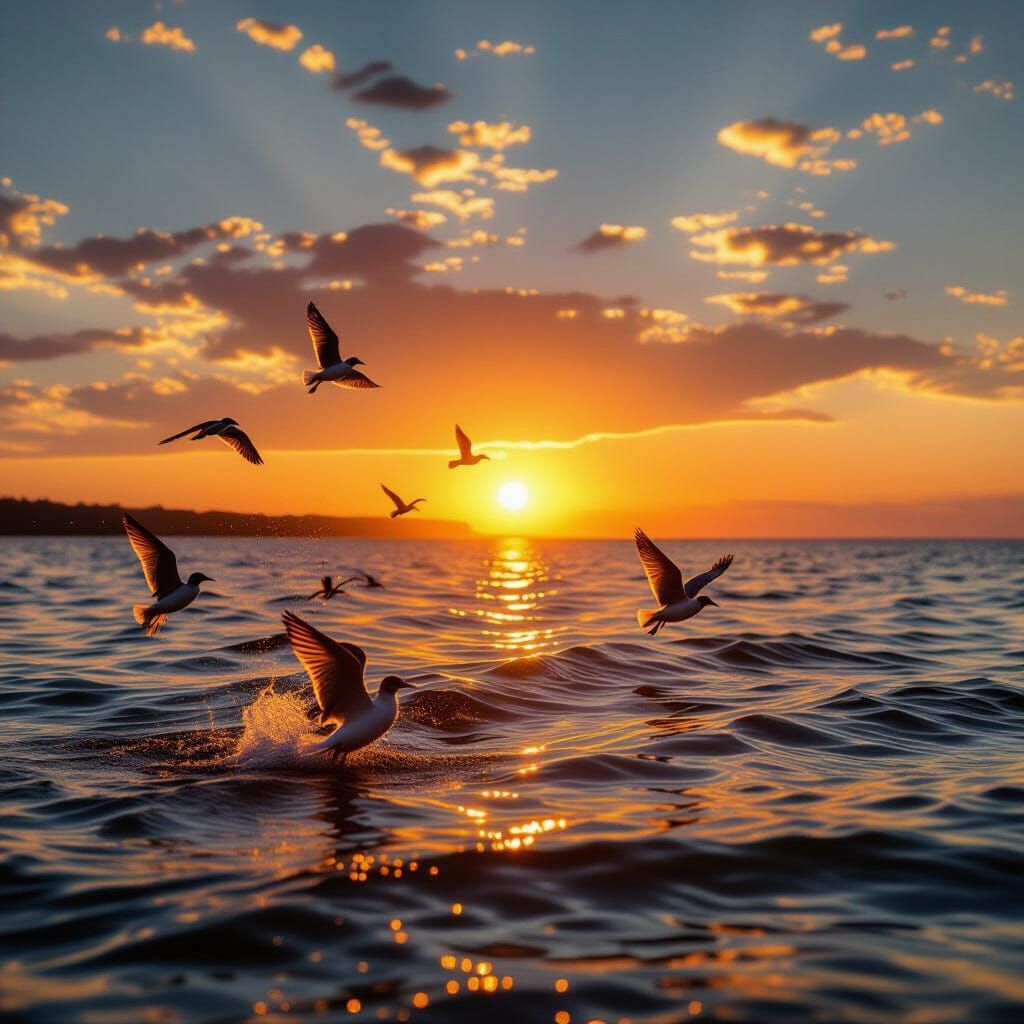 Sunset Spectacle: Birds in Golden Light