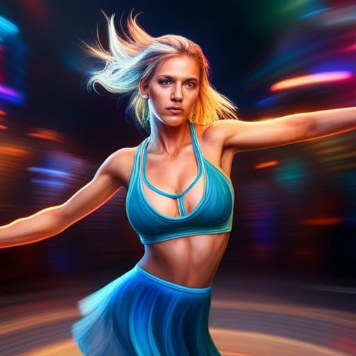 Motion Blur Dancer with Neon Color Grading