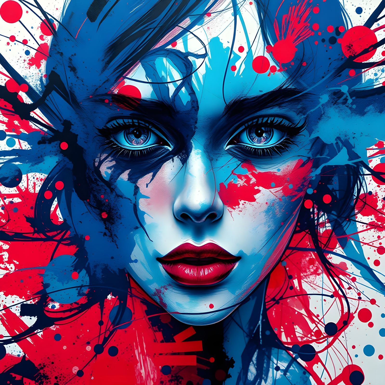 Ink Splatter Woman in Abstract Expressionist Style