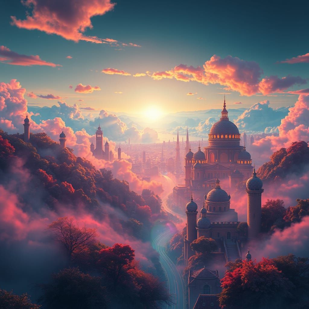 Ethereal Cityscape in Dreamlike Splendor