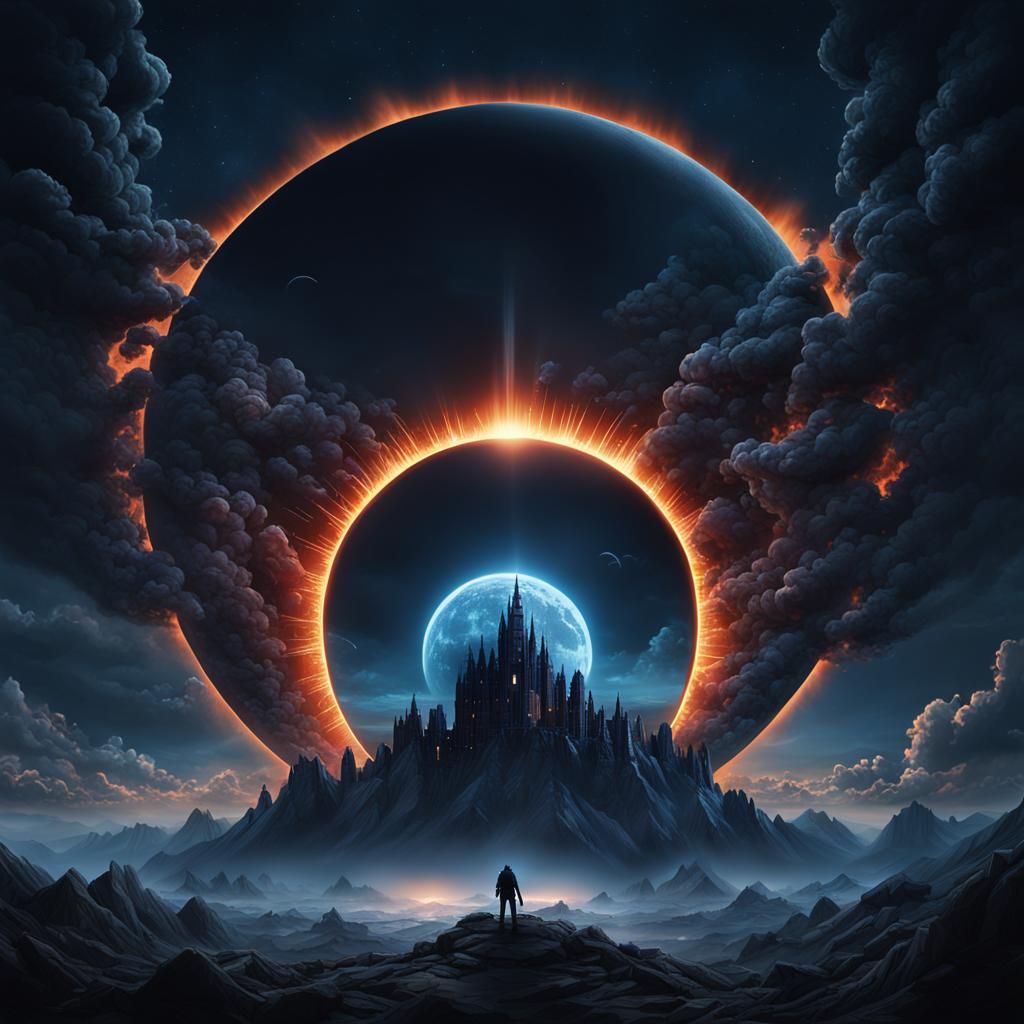 Total Eclipse: Dramatic Blue Digital Matte Painting