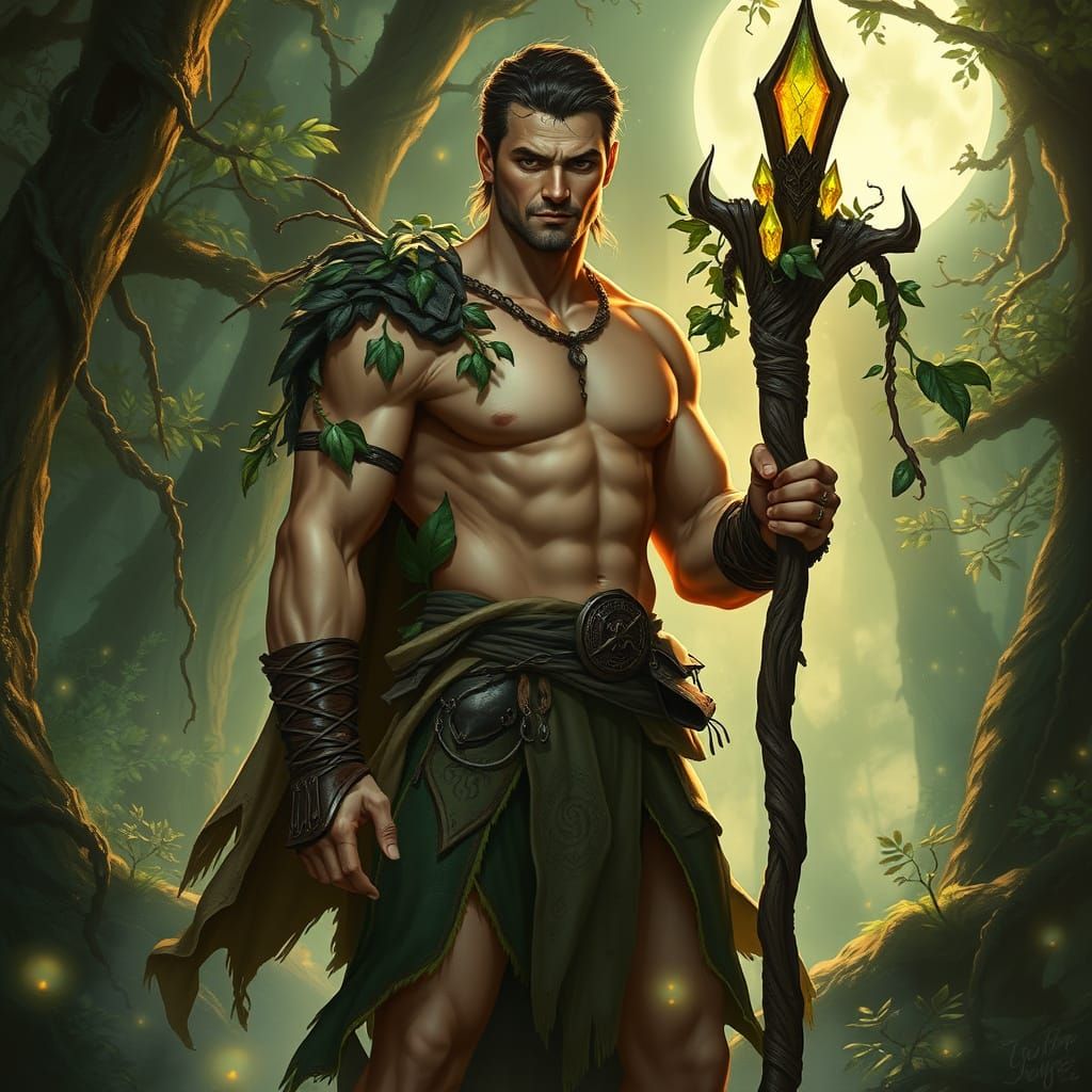 Sensual Fantasy Warrior in Enchanted Forest, Inspired by Fra...