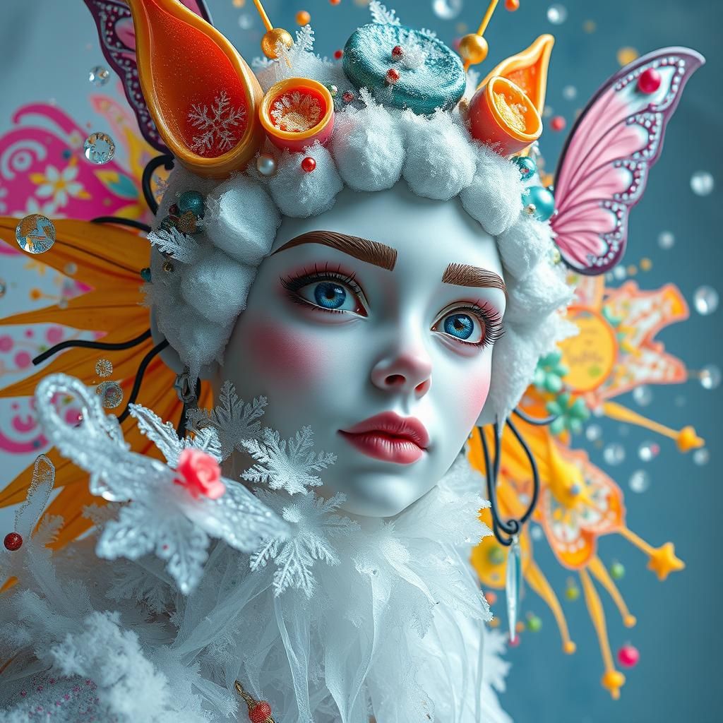 Surreal Pop Art Portrait with Frostwork Textures