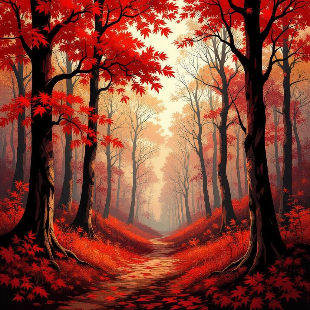 Autumn Forest Abstract Digital Painting