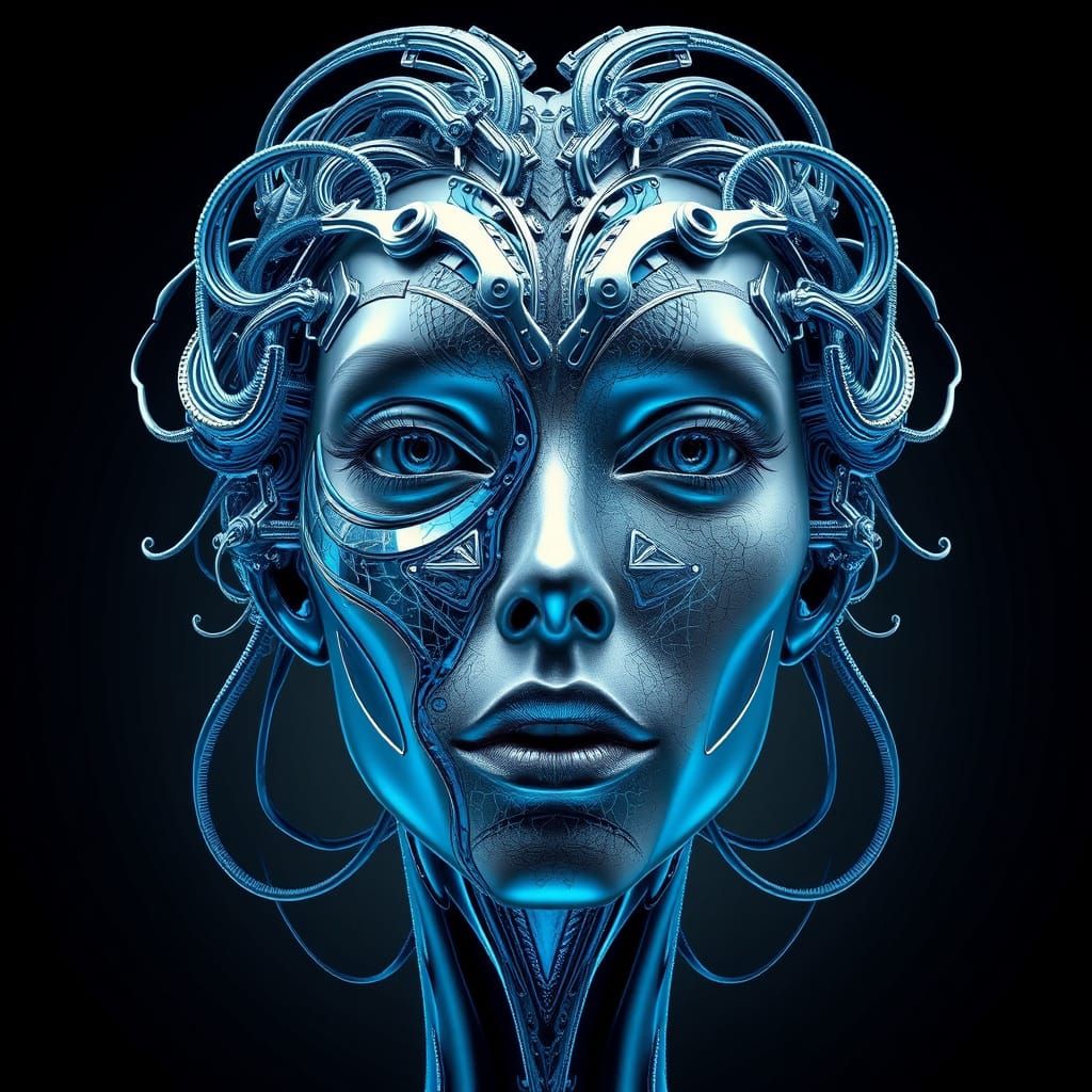 Surreal portrait, multiple layered faces,
