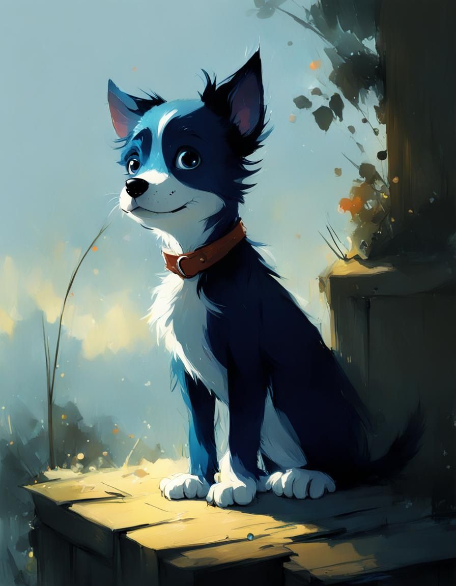 Adorable Blue Puppy Inspired by Animation Art