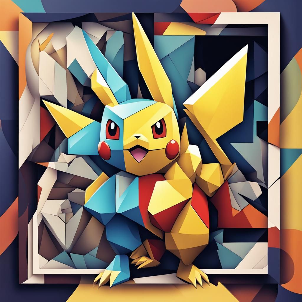Cubist Pokémon in Geometric Art Deco Style