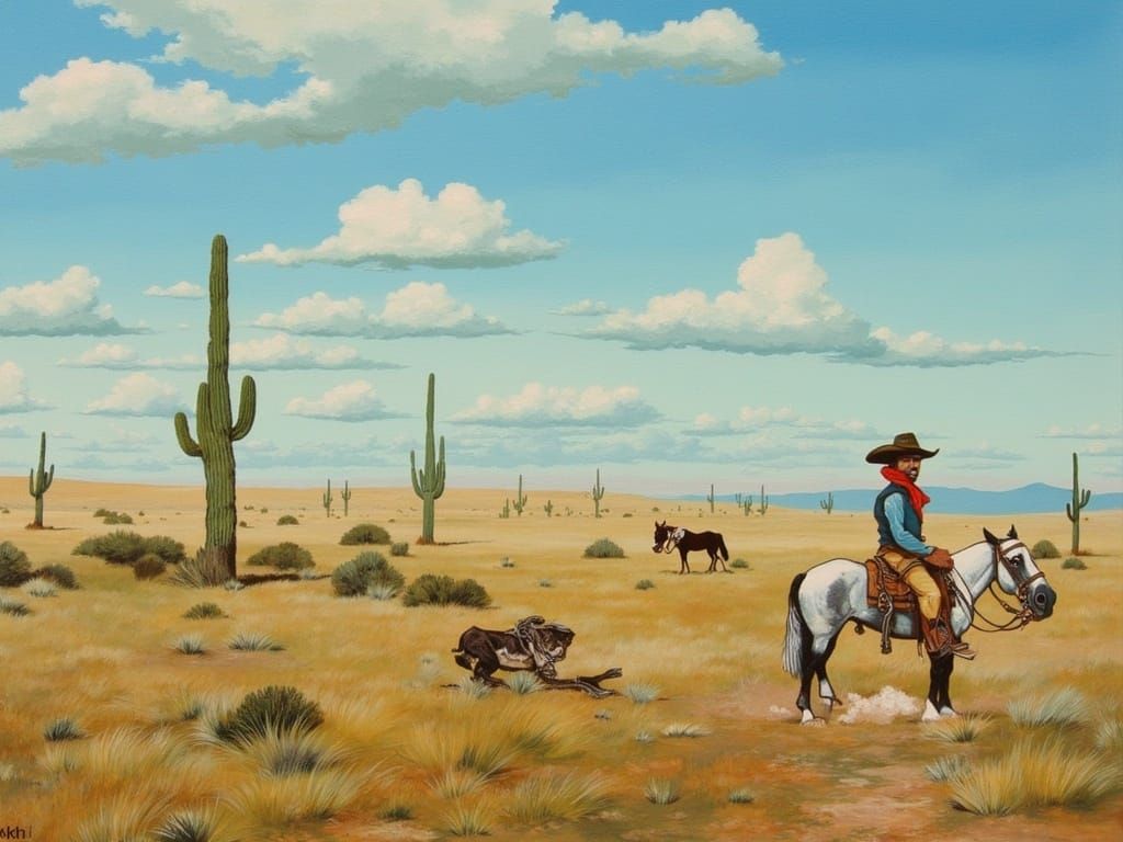 Mexican Outlaws Ride Through Arizona Desert Landscape