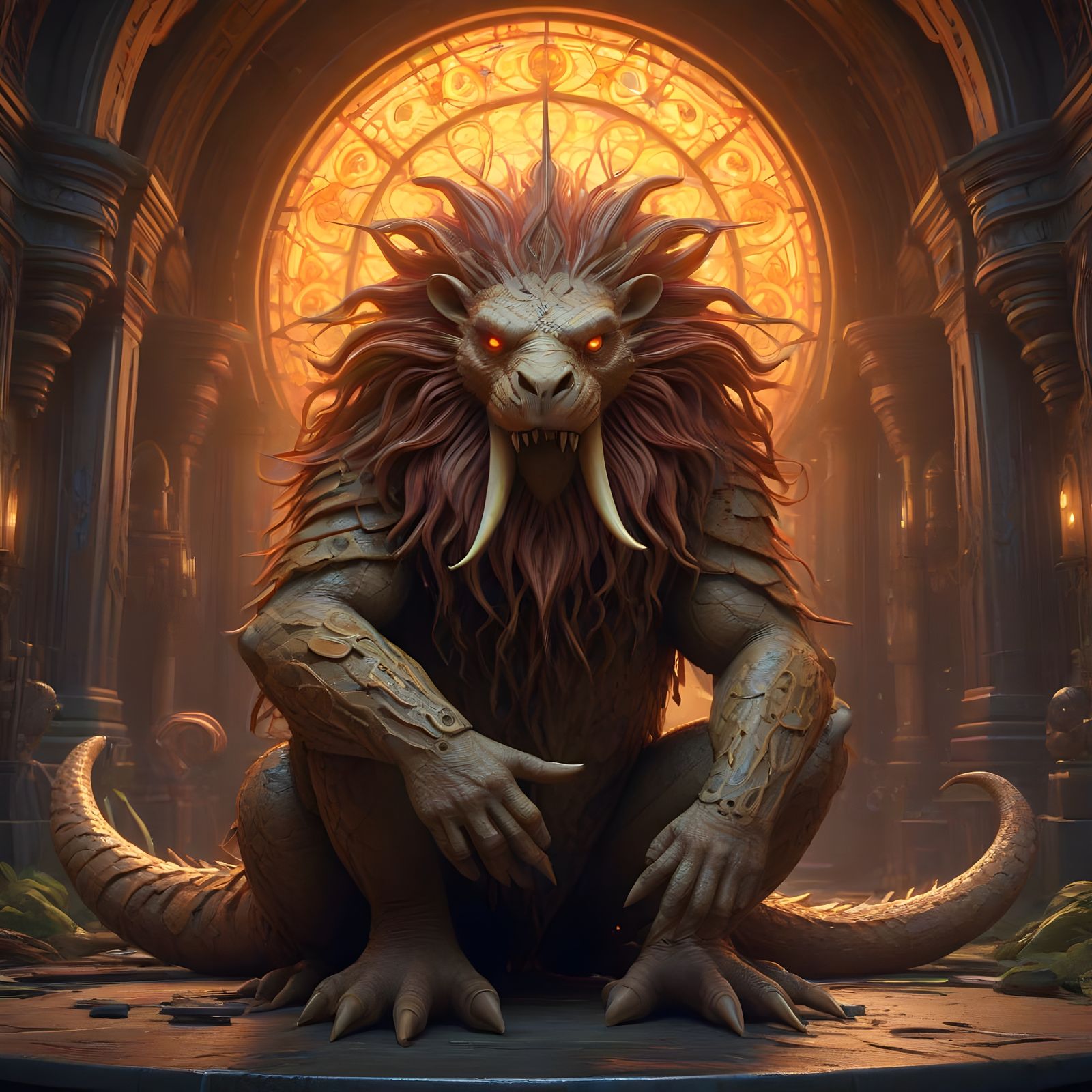 Mythical Creature in Vibrant, Hyper-Realistic Fantasy World