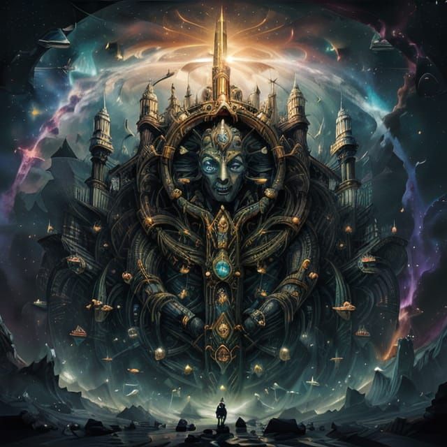 Surreal Cosmic Voyager in Ethereal Form, Surrounded by Stars...