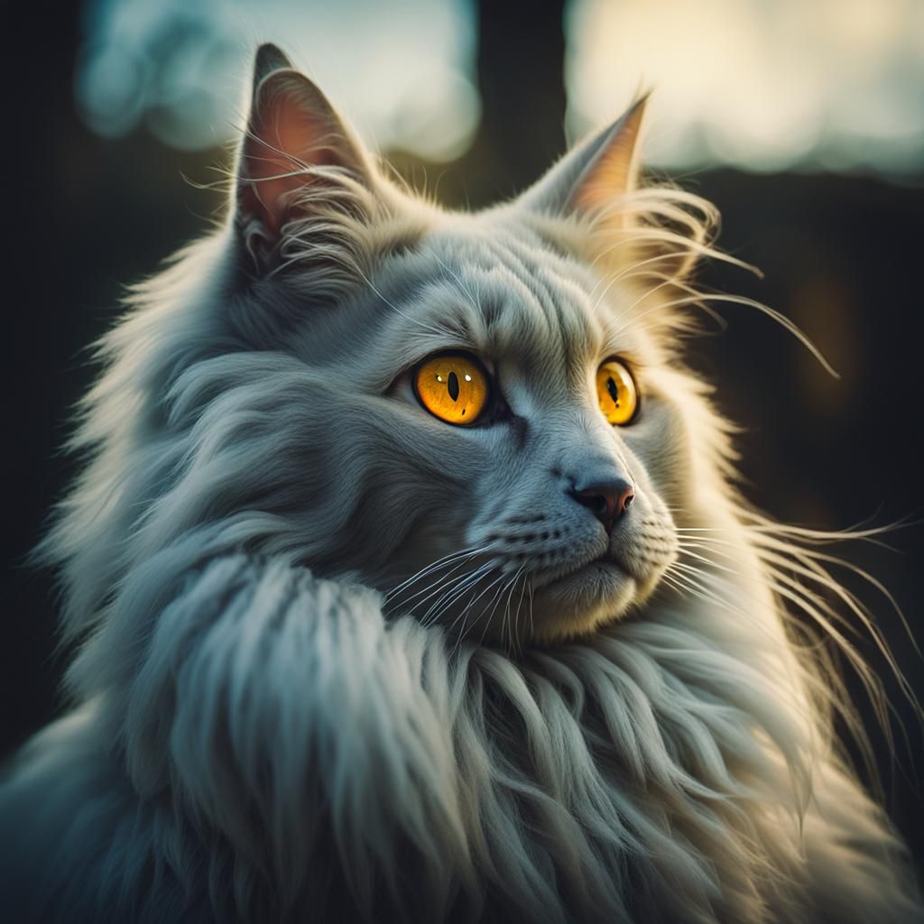 Hyperrealistic Angora Cat Portrait in Cinematic Style