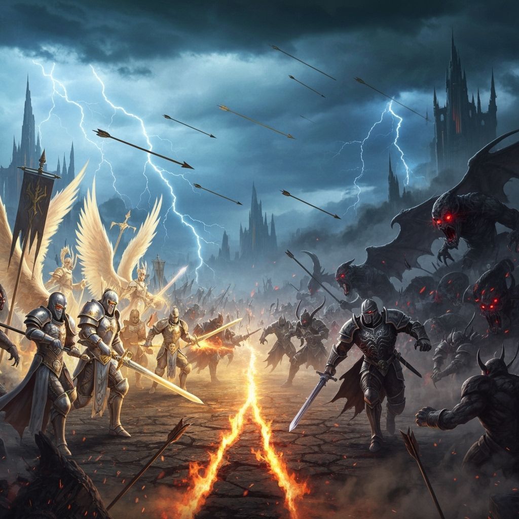 Epic Clash of Good vs Evil on Fantasy Battlefield