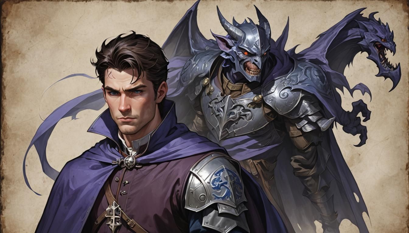 Hesitant Wizard with Flying Cat Familiar