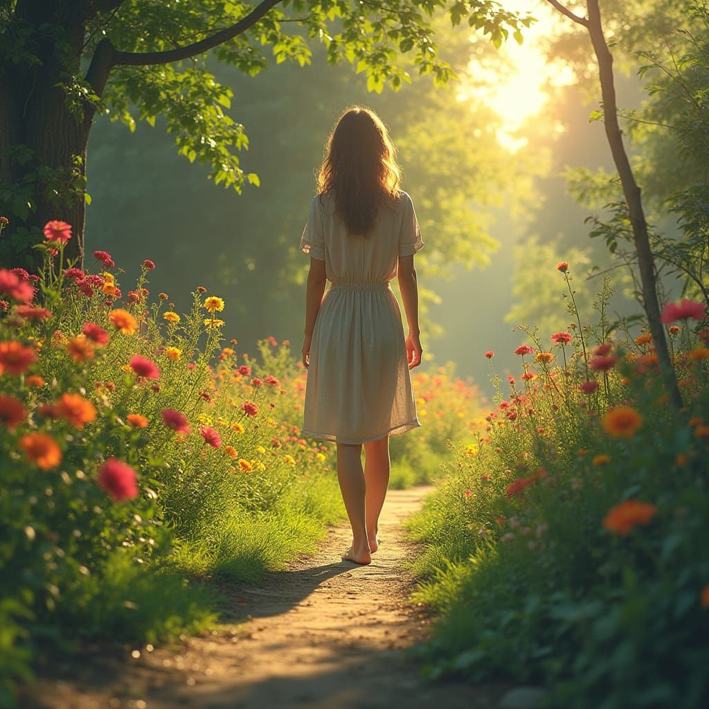 Hopeful Garden Scene in Vibrant Watercolor Style