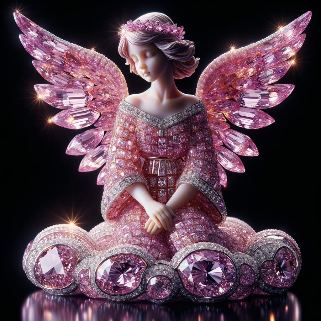 Diamond Angel Figure in Pink and Purple
