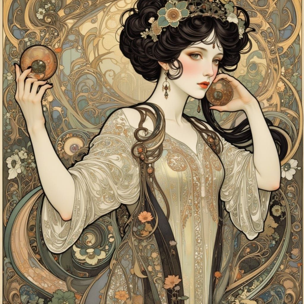 Art Nouveau Glamour with Stylized Figures