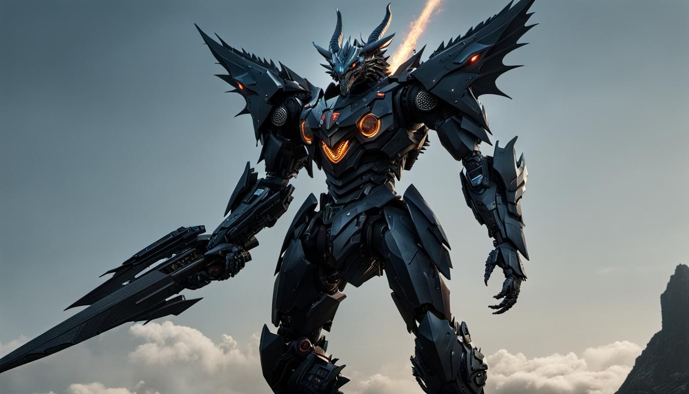 Hyperrealistic Black Stealth ECM Mech Photography