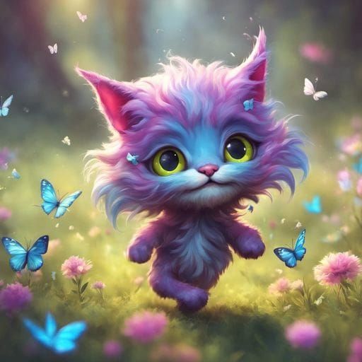 Adorable Chibi Demon Baby in Sunny Meadow