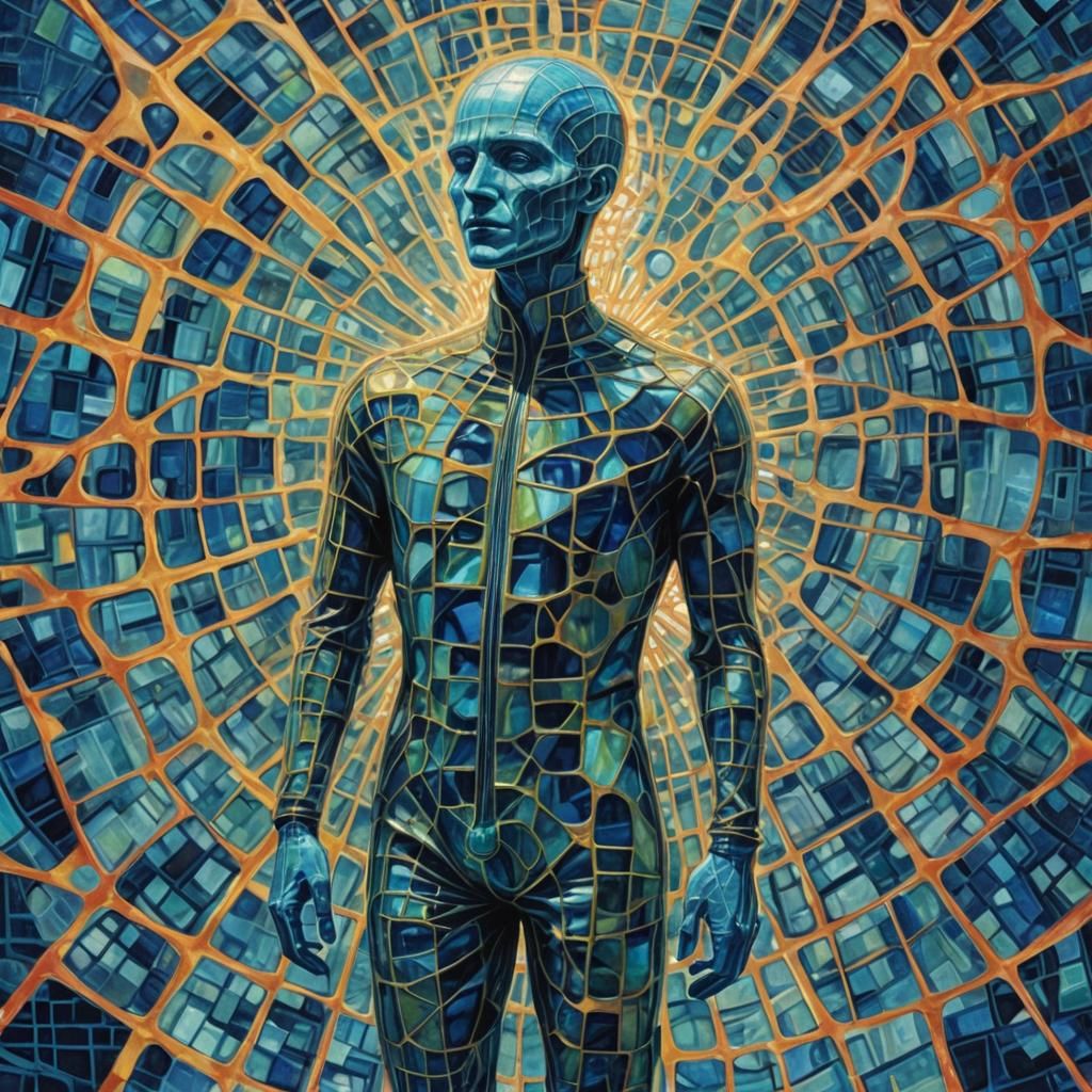 Surreal Synaptic Hologram Figure in Expressive, High-Detail....