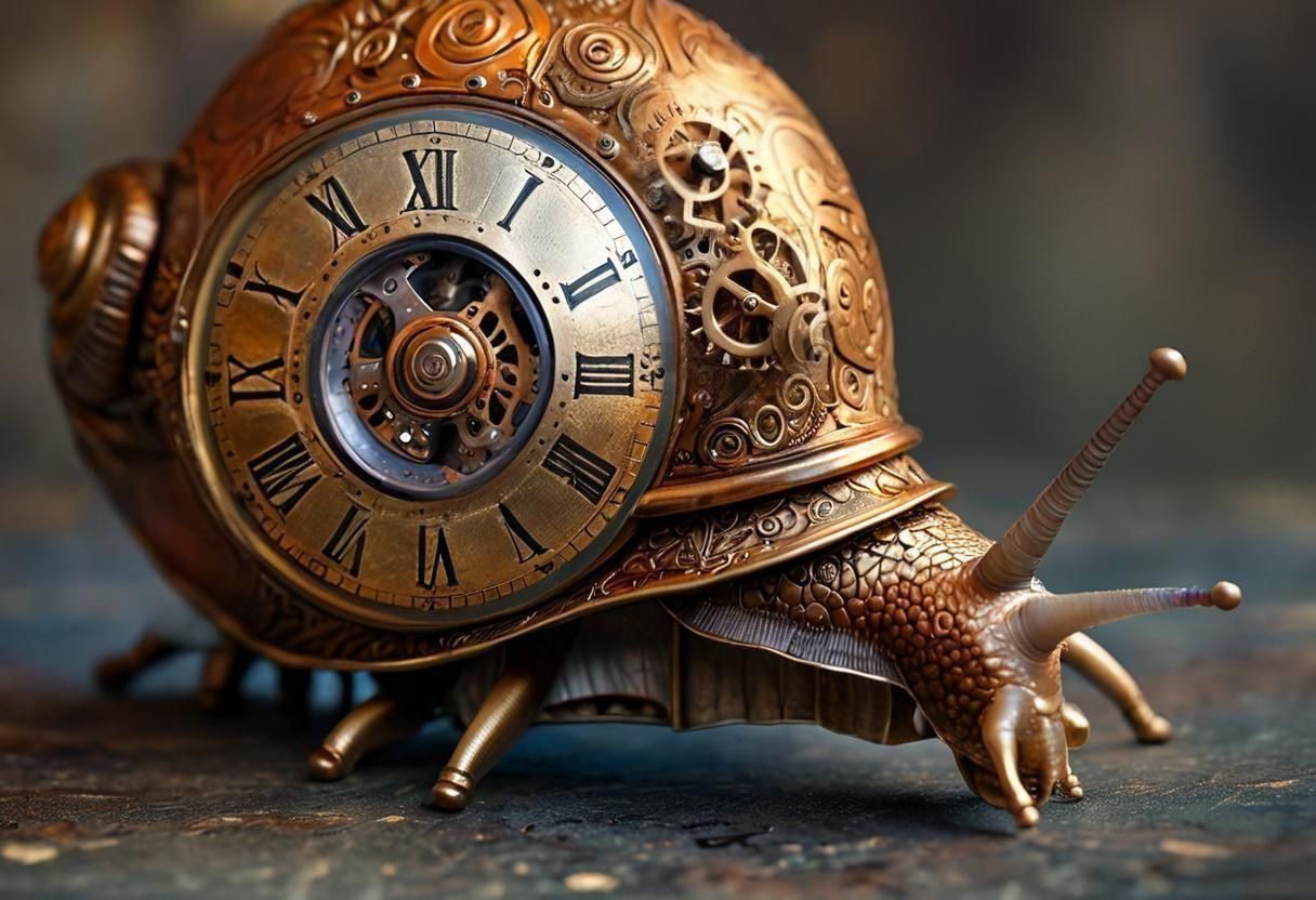 Clockwork Snail in Super Macro Close-Up