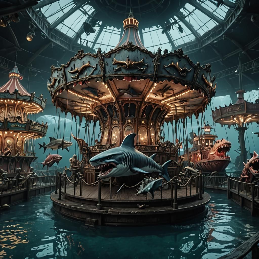Underwater Horror Park with Haunted Carousel