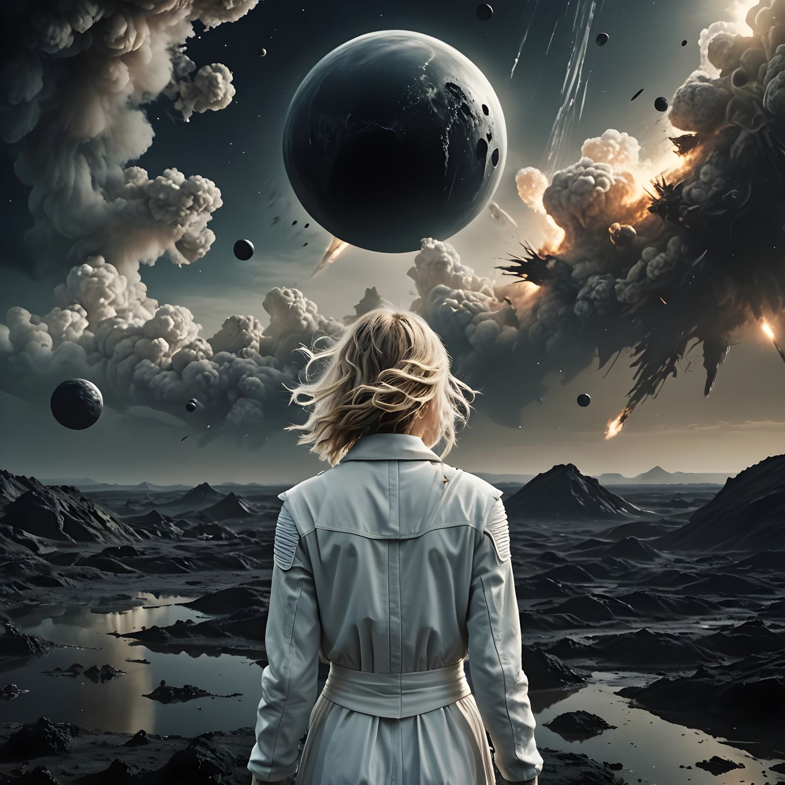 Surreal Alien Planet With Exploding Moon