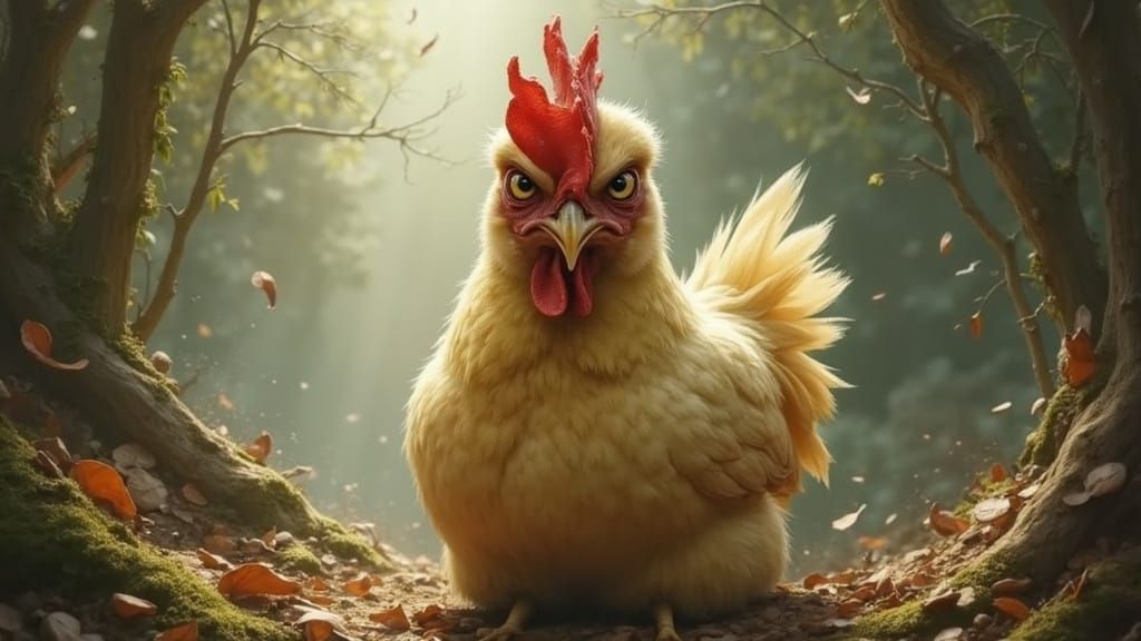 Grumpy Hen in Dark Fantasy Style