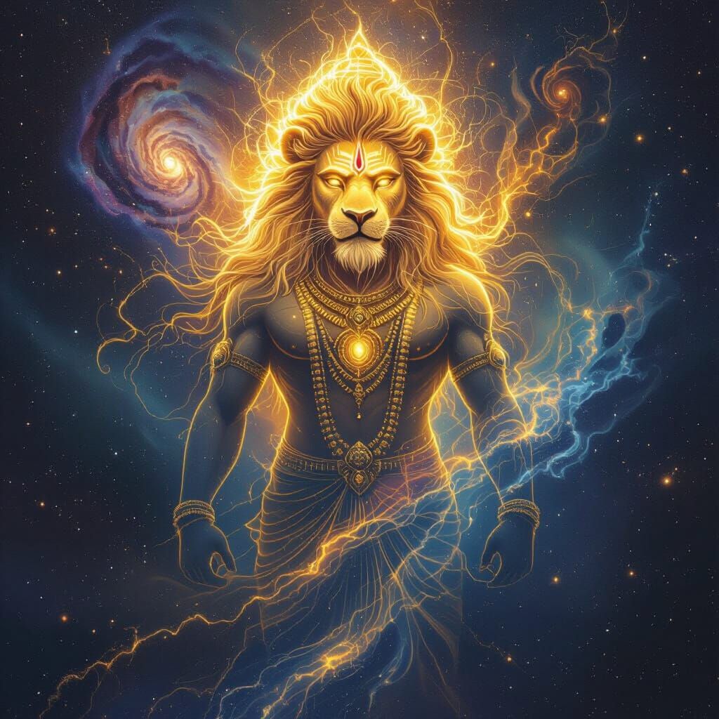 Mahavatar Narasimha in Cosmic Style: Full Body Artwork