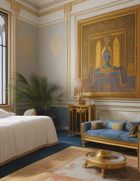 Ancient Egyptian Pharaoh's Throne Room in Warm, Golden Light