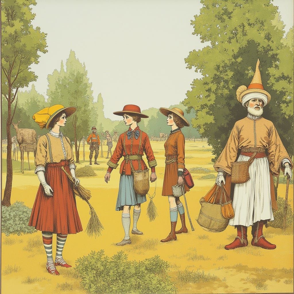 Pastoral Hay Harvest in Fragonard Style