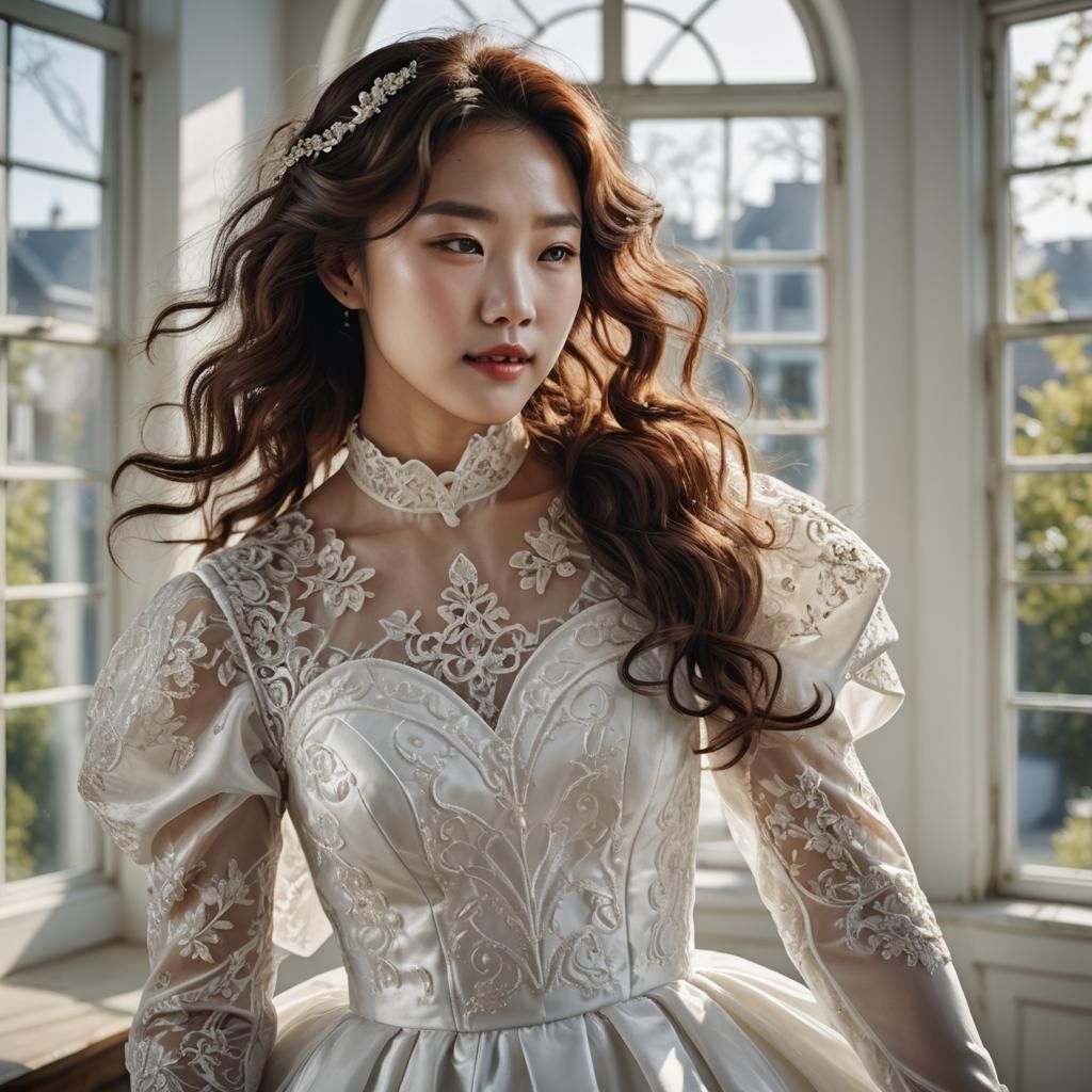 Elegant Korean Bride Captured in High-Fashion Style
