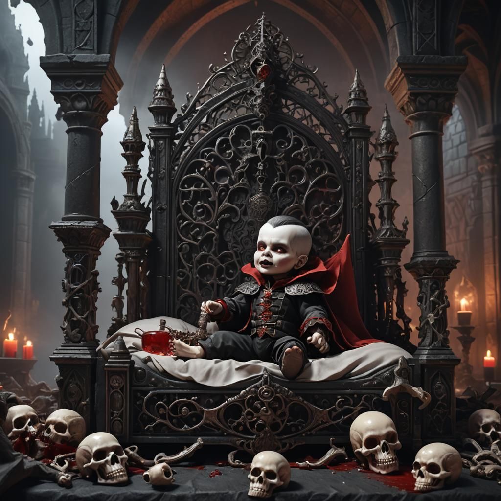Baby Dracula in Gothic Dark Fantasy Art