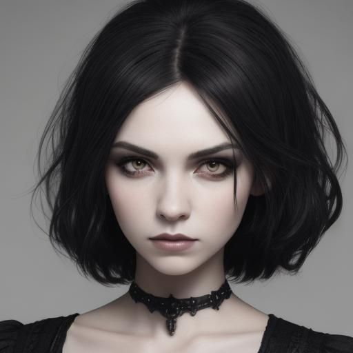 Gothic Woman in Black and White Portrait