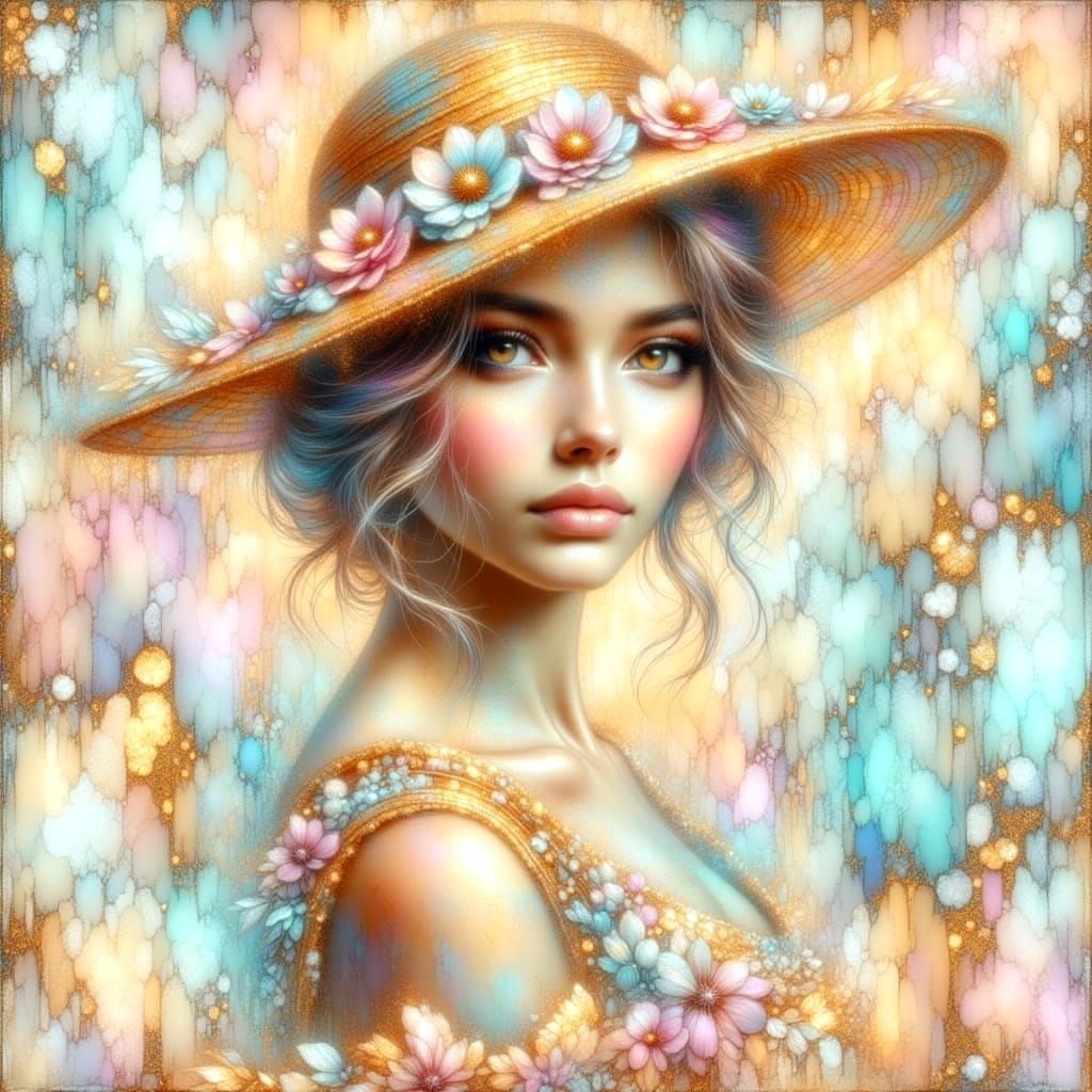 Ethereal 1920s Watercolor Beauty in Soft Focus