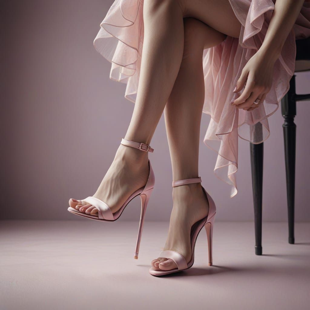 Surreal Pink Feet on High Heel in Ethereal Light