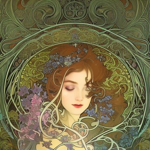 Enchanted Fairy World in Art Nouveau Style