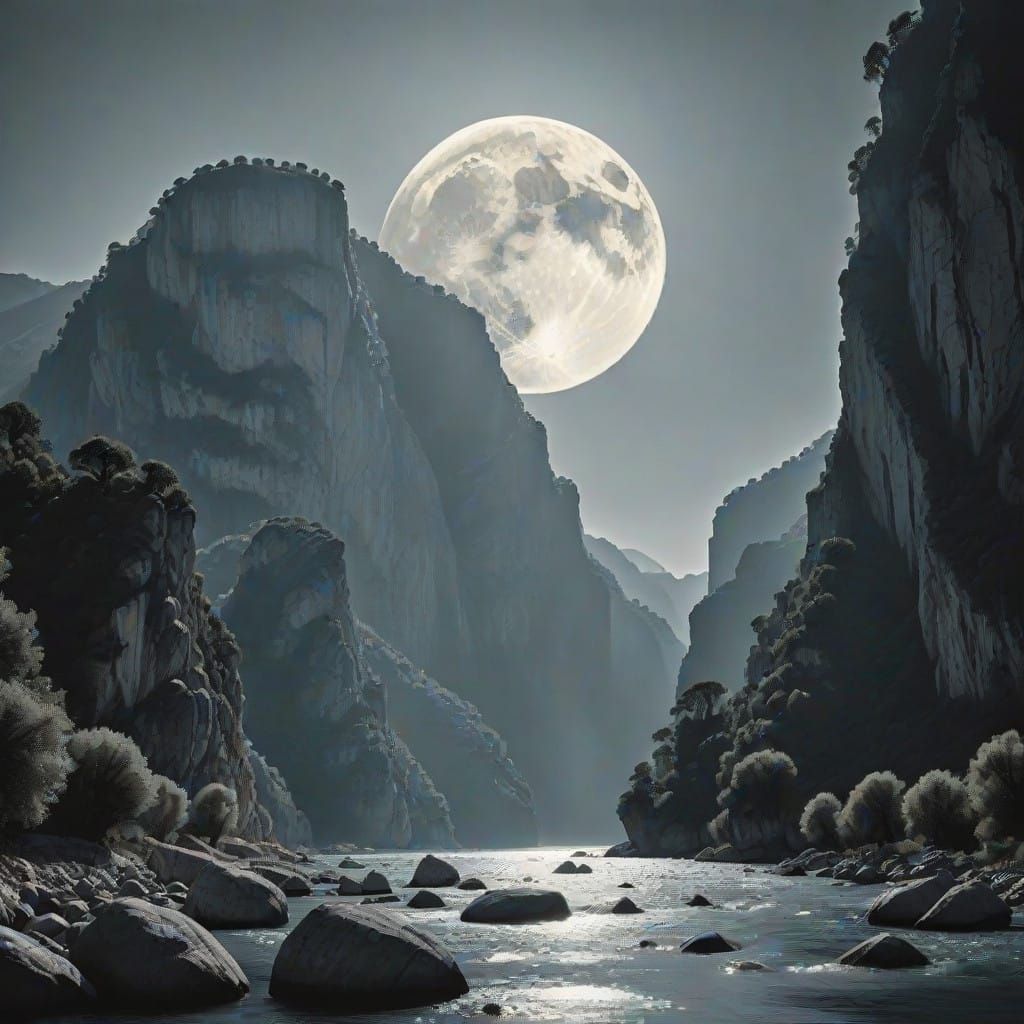 Moonlit Gorges du Verdon at Night