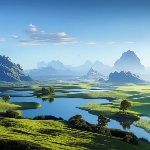 Idyllic Countryside Scene in Detailed Matte Painting