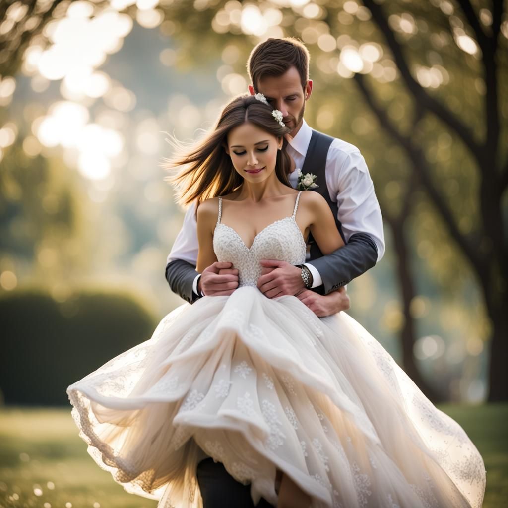Man Carries Woman in Wedding Dress: Professional Photography